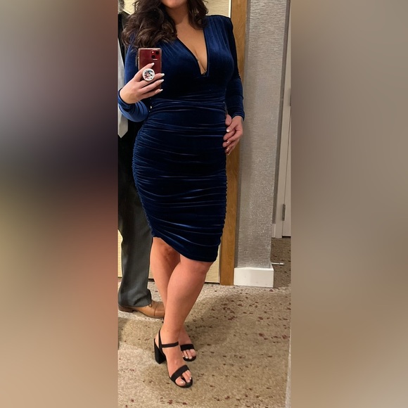 Blue Velvet Dress - Picture 3 of 4